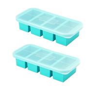 Vassoio congelatore in silicone da 2/3 pezzi con coperchio - Contenitore for alimenti for zuppe, brodo, cubetti di ghiaccio, preparazione dei pasti(4-grid 2pcs)