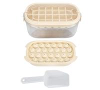 Vassoio cubo di ghiaccio con bidone del coperchio 2 strati vassoio di ghiaccio per congelatore facile rilascio produttore di cubette di ghiaccio 28 quadrati 26 cubetti di ghiaccio (Beige)