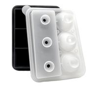 Vassoio cubo di ghiaccio, cubetti di ghiaccio quadrati e sfere stampo, 6 produttori di palline in silicone cavità per cocktail, whisky e bevande al bourbon
