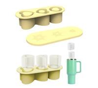 Vassoio cubo di ghiaccio per tazza di bicchiere di Stanley 30oz-40 oz, 3 fili di ghiaccio in silicone cilindri a 3 cardi con coperchio e bidone per congelatore, bevanda al ghiaccio, succo di succo,