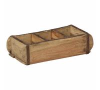 Vassoio da 4 pezzi, marrone, 30 x 14 x 9 cm, in legno massiccio riciclato con superficie opaca, rettangolare, versatile per interni ed esterni, durevole e salvaspazio per un ordine elegante