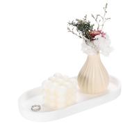 Vassoio da bagno in silicone per vanità, 25x11 cm ovale per top comò, bianco