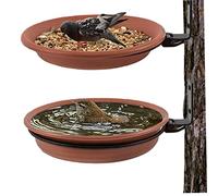 Vassoio da bagno per mangiatoia per uccelli da esterno, 8, 27'' Ciotola da bagno in plastica per uccelli selvatici con supporto in metallo per palo legno, stazione di mangiatoia per scoiattoli per