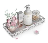 Vassoio da bagno - Piccolo vassoio rettangolare decorativo - Vassoio bianco da 27 cm per profumo e trucco per bancone del bagno