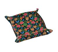 Vassoio da comodino in pelle con stampa leopardata floreale e giungla, organizer da scrivania per telecomando, chiavi, telefono, portafoglio, monete e gioielli.