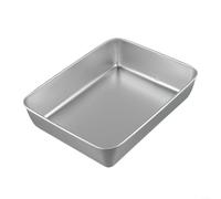 Vassoio da cucina, resistente, rettangolare, in acciaio inox, vassoio per servire verdure, riso e snack (25 x 20 x 5,5 cm)