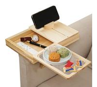 Vassoio da Divano per Bracciolo in Legno, con Supporto per Cellulare, Altamente Stabile, da Posizionare Tra I Braccioli del Divano, Ideale per Snack, Tazze, Cellulari, Telecomandi