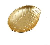 Vassoio da frutta in legno nordico con design a foglia d'oro, piatto da portata multiuso per snack e noci, piatto decorativo minimalista per la casa (30 x 18,5 x 3 cm) (C)