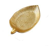 Vassoio da frutta in legno nordico con design a foglia d'oro, piatto da portata multiuso per snack e noci, piatto decorativo minimalista per la casa (30 x 18,5 x 3 cm) (F)
