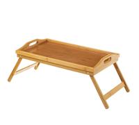 Vassoio Da Letto con Gambe Pieghevoli In Legno Di Bambu' Richiudibile 50x30x22cm