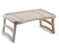 Vassoio da letto in Plastica Tavolino Porta colazione con gambe richiudibili Vassoio da letto o divano (Beige)