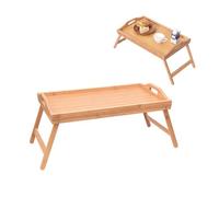 Vassoio da letto pieghevole in bambù per mangiare 40 x 20 x 6 cm, portatile, con manico, per colazione, snack, piccoli computer portatili, vassoio da portata regolabile in altezza
