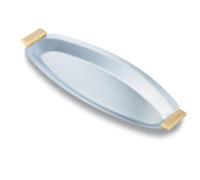 Vassoio da Pesce 60 cm SEVILLE in acciaio inox 1810 manici in legno cromo