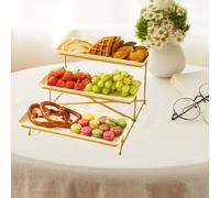 Vassoio da portata a 3 livelli, vassoi da portata in porcellana, supporto per