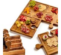 Vassoio da portata - Display Puzzle Serveware con manici, grande vassoio in legno per carne, frutta, formaggio, snack, torte, casa, cucina, soggiorno, inaugurazione della casa, feste, intrattenimento