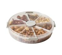 Vassoio da portata diviso, vassoio per verdure con scomparti | Scatola rotonda in plastica | Contenitori riutilizzabili per snack | organizer trasparente per soggiorno riunioni di