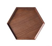 Vassoio da portata esagonale in noce con aspetto classico e struttura stabile, adatto per servire pane, torte, frutta, sushi, olive, dessert o come centrotavola (26 cm)