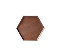 Vassoio da portata esagonale in noce con aspetto classico e struttura stabile, adatto per servire pane, torte, frutta, sushi, olive, dessert o come centrotavola (18 cm)