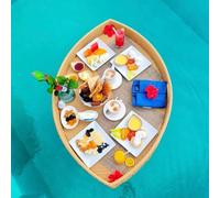 Vassoio da portata galleggiante, design intrecciato a mano, per uso in piscina, tavolo e bar, supporta 5-7 kg di carico, ideale per spa e feste