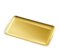 Vassoio da portata in acciaio inossidabile, 40 x 24 cm, piatto da portata rettangolare dorato con manico, piatto decorativo per tavolino da caffè, piatto ottomano (oro)