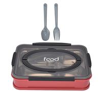 Vassoio da portata in acciaio inossidabile diviso, piatto per alimenti multifunzionale con scomparti rimovibili, contenitore per il pranzo adatto al microonde per studenti, mensa s (Biancospino rosso