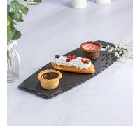 Vassoio da Portata in Ardesia Nera: Perfetto per Chef e Cene Speciali - Vassoio per Portate - Vassoio per Cene Gourmet - Regalo per Chef - 44x19 cm, Nero