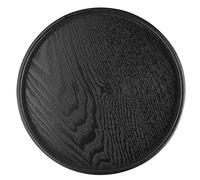 Vassoio da portata, in legno, antiscivolo, con legno massiccio, tondo, per snack da caffè Vassoio da portata, liquido anti-trabocco, 4 dimensioni di 21/24/27/30, nero(30cm)