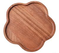 Vassoio da portata in legno di ebano con motivo floreale dipinto a mano per servire caffè, pasti e snack in ambienti moderni per la casa e l'ospitalità (15 x 15 x 1,5)
