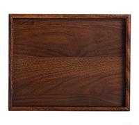 Vassoio da portata in legno di noce massiccio con influenza giapponese per tè, caffè e snack presentazione a casa (25 x 20 x 2,6 cm)