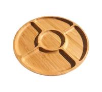 Vassoio da portata in legno diviso da 24 cm, con 5 scomparti, per snack, frutta, verdura, antipasti