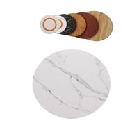 Vassoio da portata in legno massello, 75 cm, rotondo, girevole, per tavolo da pranzo, finitura in marmo bianco, ideale per intrattenimento e decorazione della casa, 76 cm