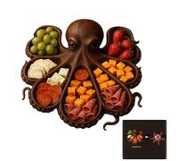 Vassoio da portata in legno - vassoio in legno naturale, pannello a forma di polpo | da pranzo rustico, vassoio a tema frutti di mare per artisti della cucina Amori di frutta