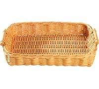 Vassoio da Portata in Rattan Fatto A Mano, Cestino per Il Pane Rotondo in Rattan con Manici Cestini da Portata Decorativi in Vimini Naturale per Cene di Cracker E caffè Colazione, 26 X 20 X 4.5CM