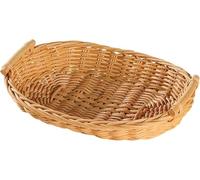 Vassoio da Portata in Rattan Fatto A Mano, Cestino per Il Pane Rotondo in Rattan con Manici Cestini da Portata Decorativi in Vimini Naturale per Cene di Cracker E caffè Colazione, 27 X 18 X 4.5CM
