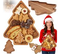 Vassoio da portata natalizio in legno forma per albero di Natale snack vassoi...