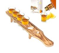 Vassoio Da Portata Per Tequila - 1 Pezzo In Legno | Portabicchieri Da Shot Con 6 Bicchieri | Porta Bicchieri Da Tequila | Distributore Di Bevande Per Feste | Portabicchieri In Per Un Servizio St