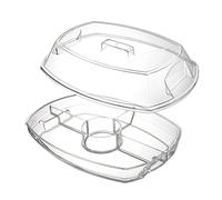 Vassoio da portata refrigerato - Vassoio da ghiaccio trasparente con coperchio e 4 scomparti, di frutta divisa per feste, picnic, frigorifero, snack, dessert, frutta, verdura, insalata, frutti