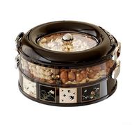 Vassoio da portata rotante diviso, scomparti multistrato, guarnizione in silicone, blocco salva spazio, design impilabile, coperchio trasparente, prevenzione della polvere, 26,4 x 13,7 cm, ABS per