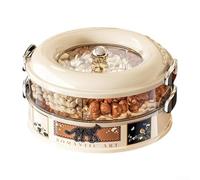 Vassoio da portata rotante diviso, scomparti multistrato, guarnizione in silicone, blocco salva spazio, design impilabile, coperchio trasparente, prevenzione della polvere, 26,4 x 13,7 cm, ABS per