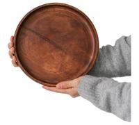 Vassoio da portata rotondo in legno di noce naturale, con finitura laccata a base vegetale, piatto in legno artigianale per tazze da tè e snack, decorazione sostenibile per la cucina (25 cm)