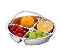 Vassoio da pranzo compartimentato, a vapore in acciaio con manico | antipasto compartimentato - per la casa, le serate, le riunioni, il campeggio, i picnic