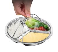 Vassoio da pranzo diviso, cestello a vapore per fornello multiuso, piano cottura a vapore compartimentato, padella per cibo divisa, manico ergonomico, si adatta alla pentola a vapore per una