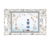 Vassoio Da Servire BLUE LIGHTHOUSE Faro 47x31cm Bianco Blu Melamin Easy Life