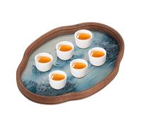Vassoio da servizio di tè cinese - di artistico, fulcro del tavolo dipinto a mano | Piattaforma per torta per la colazione del caffè, supporto per esposizioni da dessert succo, arredament