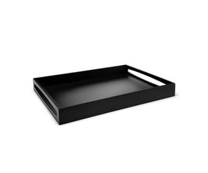 VASSOIO DA SERVIZIO IN LEGNO NERO 55 X 40 CM GRANDE RETTANGOLARE PER CENA, COLAZ