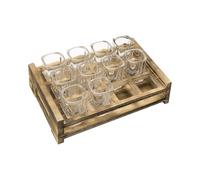 Vassoio Da Servizio Per Bicchieri Da Shot - 26,7 X 18,5 X 8 Cm, Supporto Per Bicchieri Da Liquore In Legno Con Più Scomparti | Supporto In Vetro Per Shock Carbonio Per Distillati | Vassoio