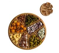 Vassoio da servizio Puzzle in legno con 8 scomparti rimovibili, vassoio per salumi e frutta per snack, aperitivi, dolci, celebrazioni natalizie, feste, cena in famiglia, decorazione d'interni