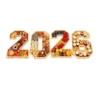 Vassoio Da Servizio - Vassoio Numeri Legno Per Capodanno 2026,Box Per Charcuterie E - Per Verdure Snack Dolci Torta Ciambelle Pane Dessert Formaggio Capodanno Compleanno Matrimonio
