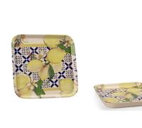 Vassoio da Tavola Cucina in Ceramica Quadrato con Limoni 24 x 24 cm