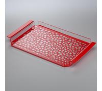 Vassoio da tavola in plexiglas 35x20,5xh2.5 cm con maniglie decoro Pavè rosso rosso